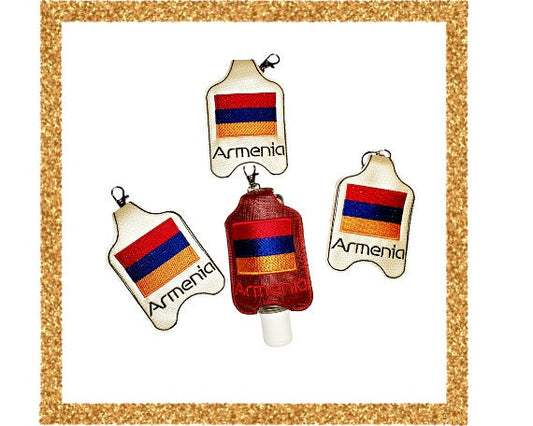 Armenian Flag Embroidered Hand Sanitizer Holder